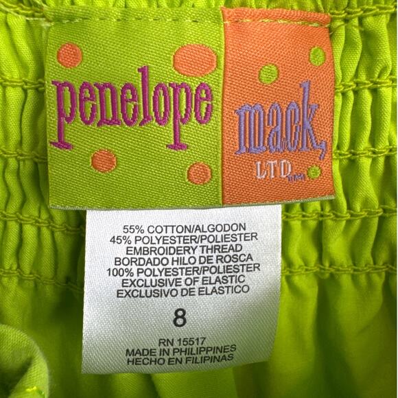 penelope mack Girls Smocked Sundress Lime Green Eyelet Cotton Size 8 NWOT - Picture 6 of 7